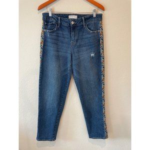 Knox Rose Med Wash Embroidered Sides Distressed Skinny Jean